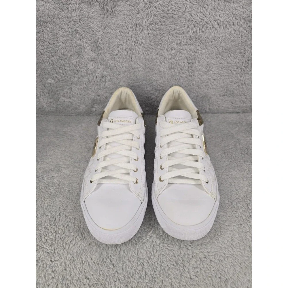 G by GUESS Sports Sneakers for Women, White with Brown Details and Padded, Sz9.5